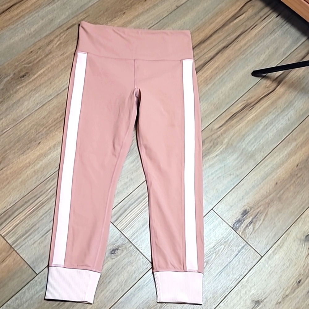 Athleta Elation Rib Trim 7/8 Leggings Pink High Rise Yoga Active Pants Size M
